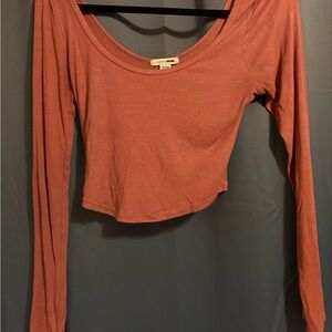 Fashion Nova Mauve Long Sleeve Crop Blouse